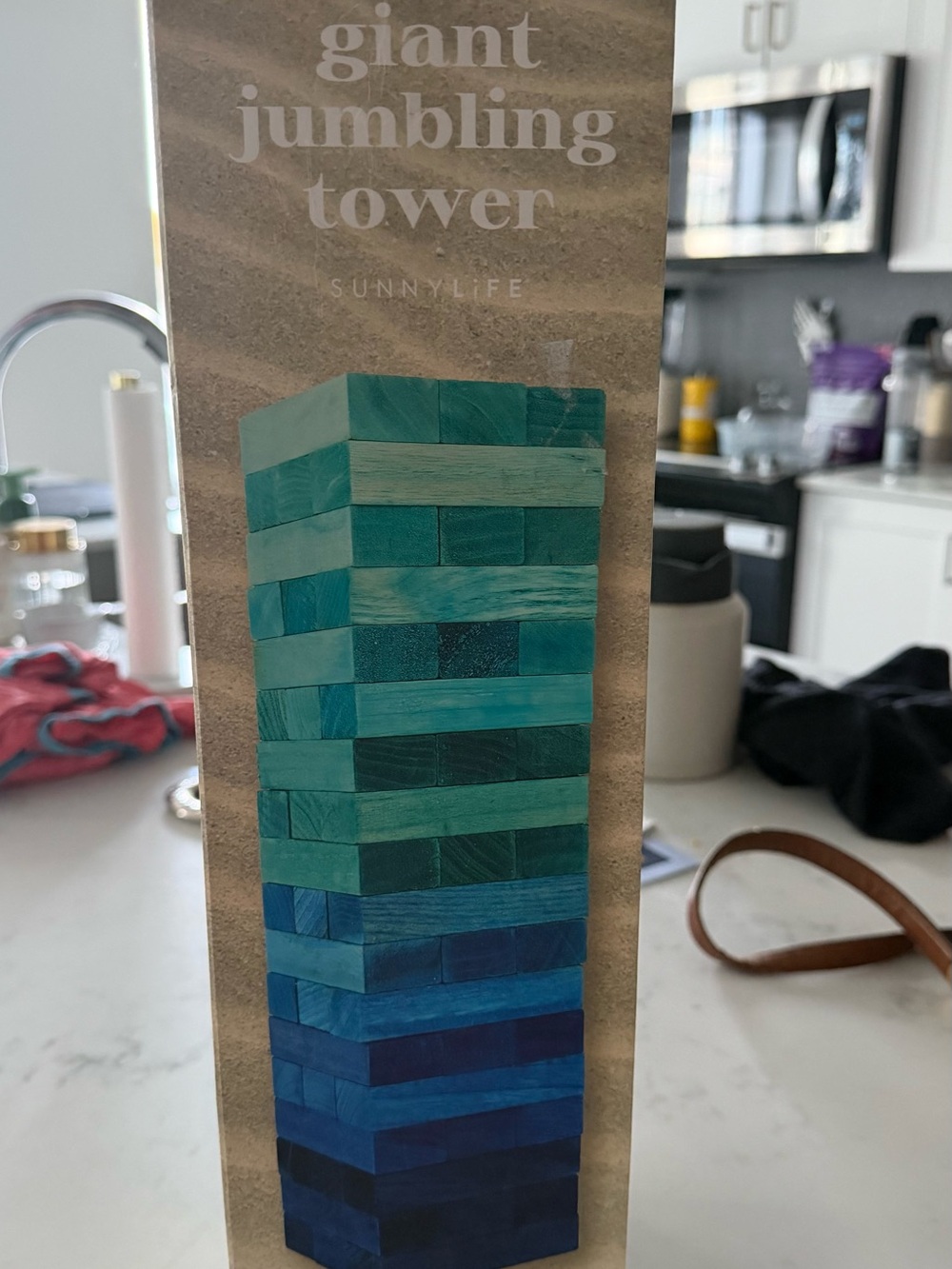 Sunnylife Ombre Teal to Navy Giant Wooden Tumbling Tower